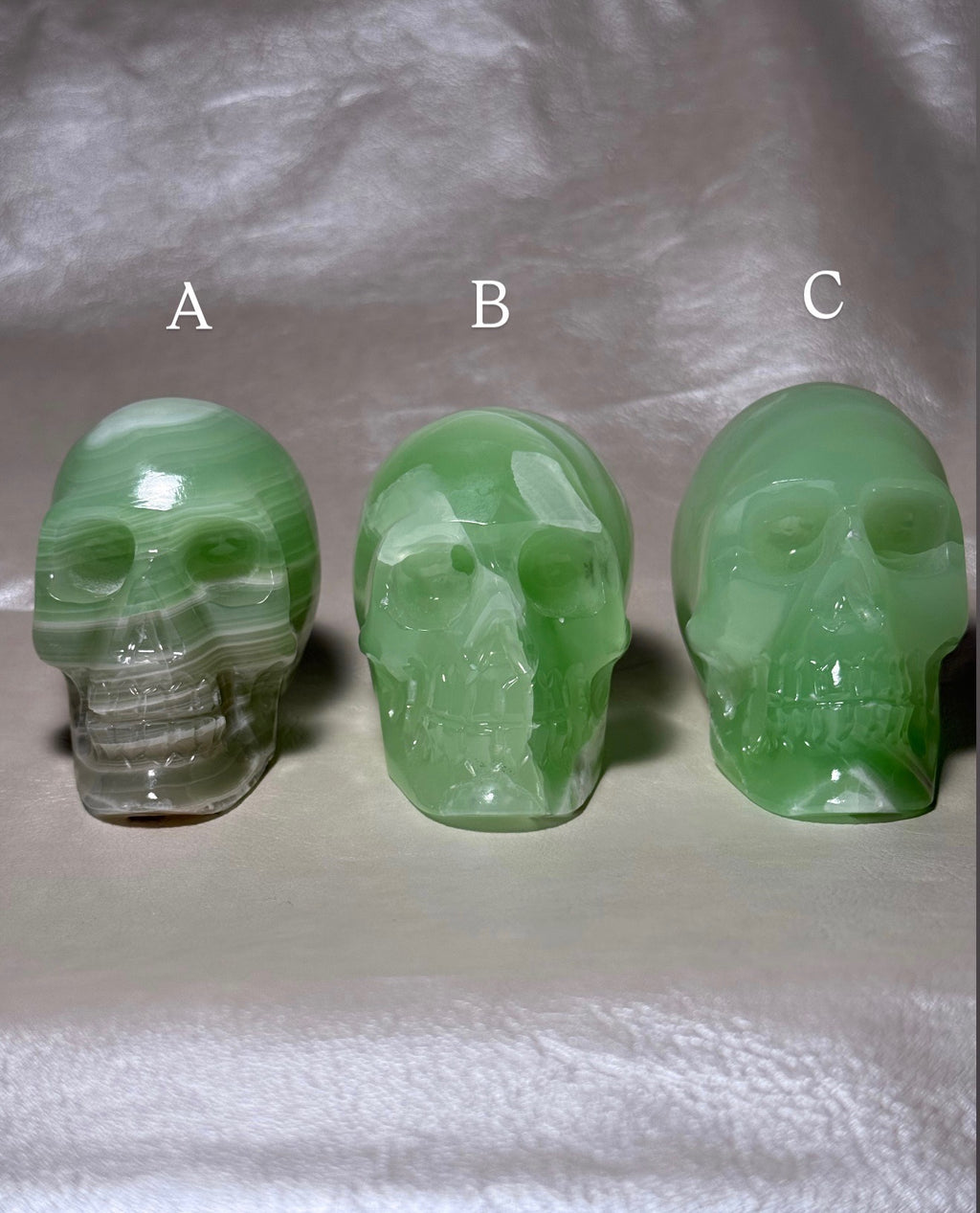 Green Calcite Skulls