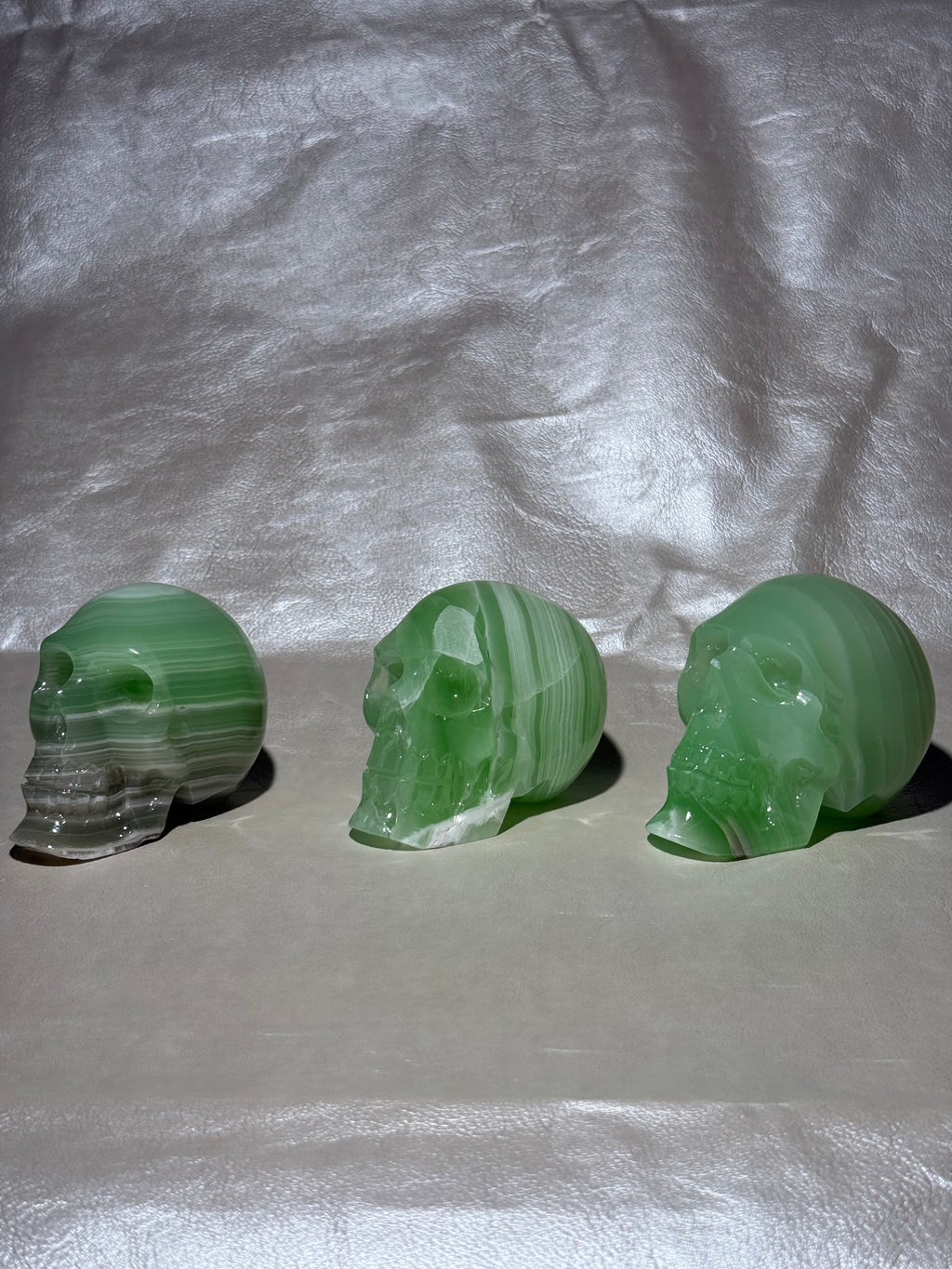 Green Calcite Skulls