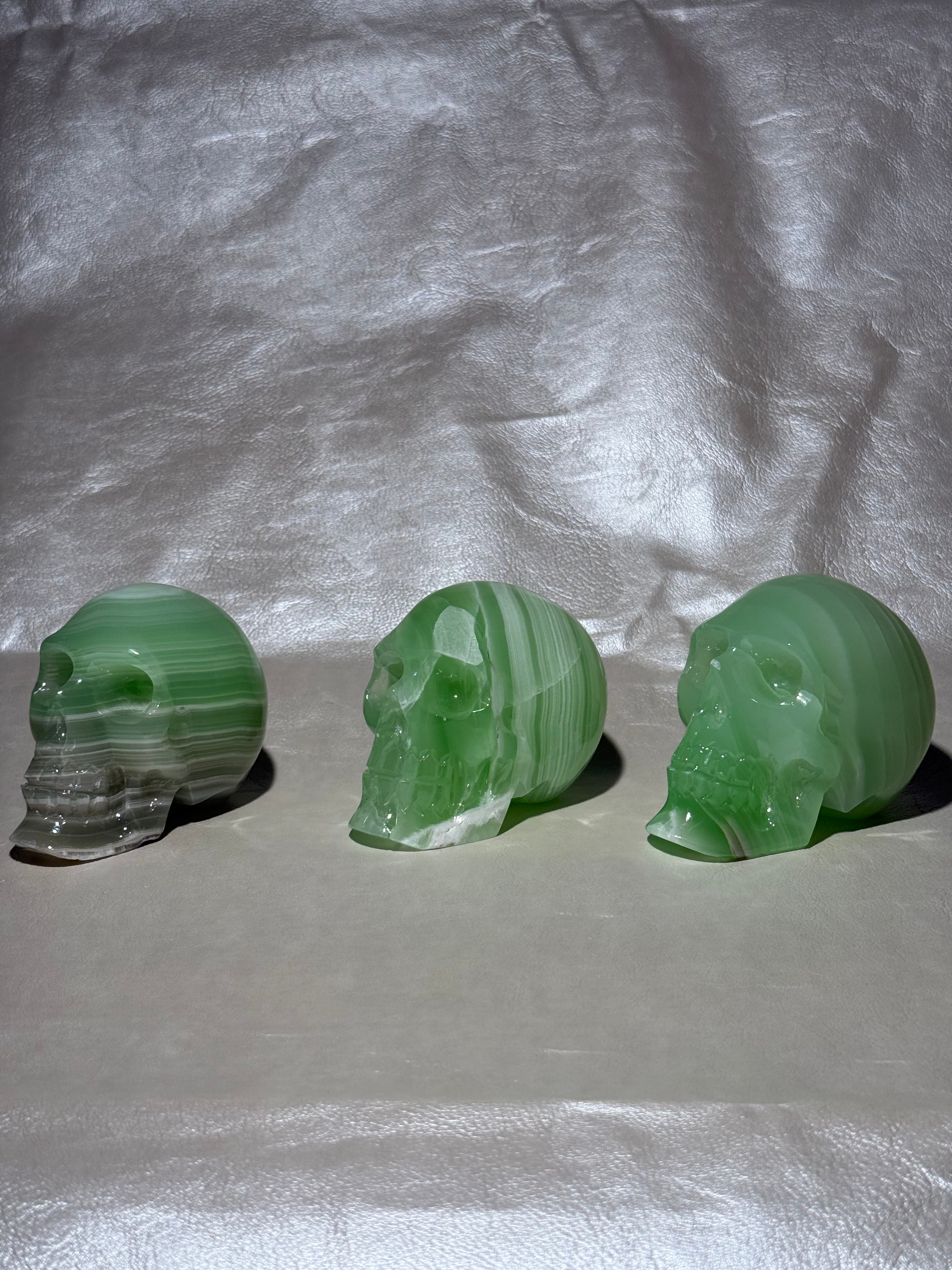 Green Calcite Skulls