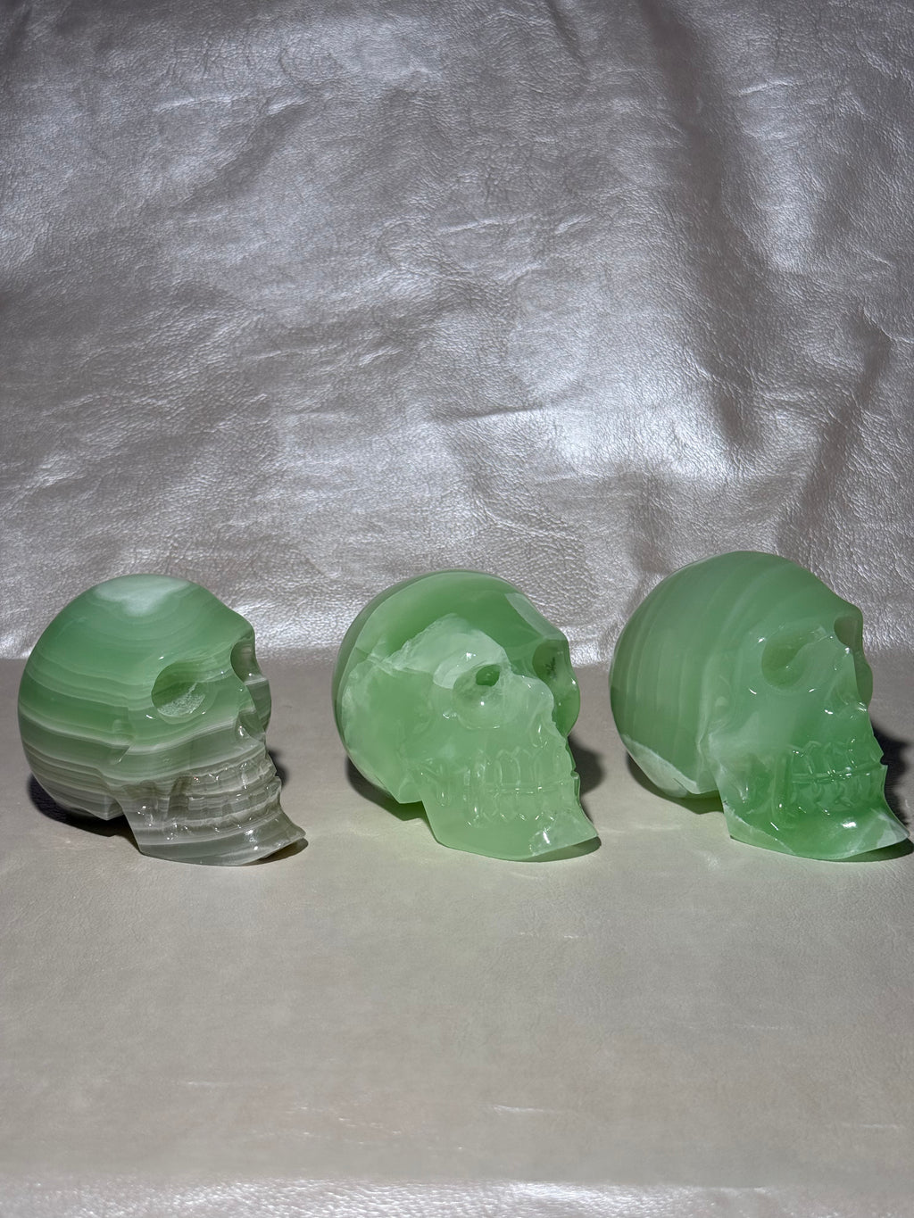 Green Calcite Skulls