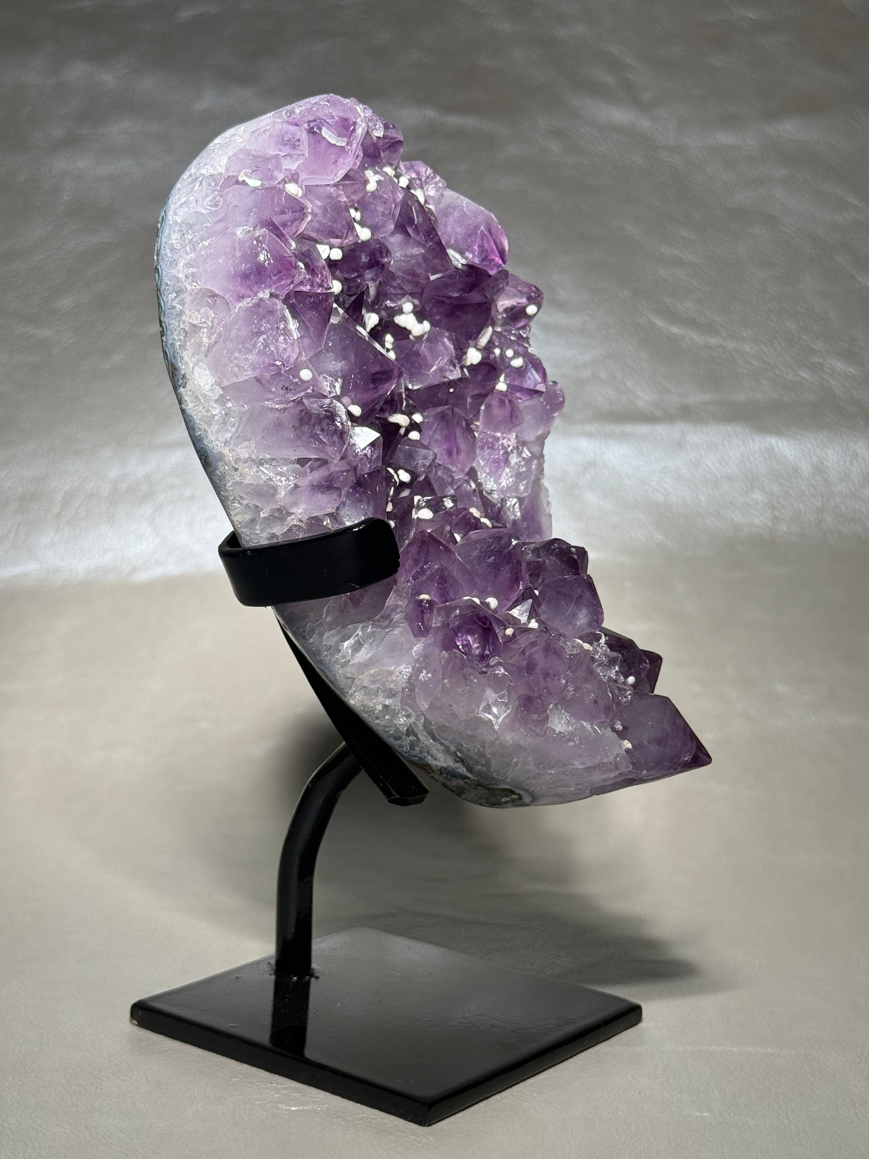 Amethyst With White Calcite Snowballs