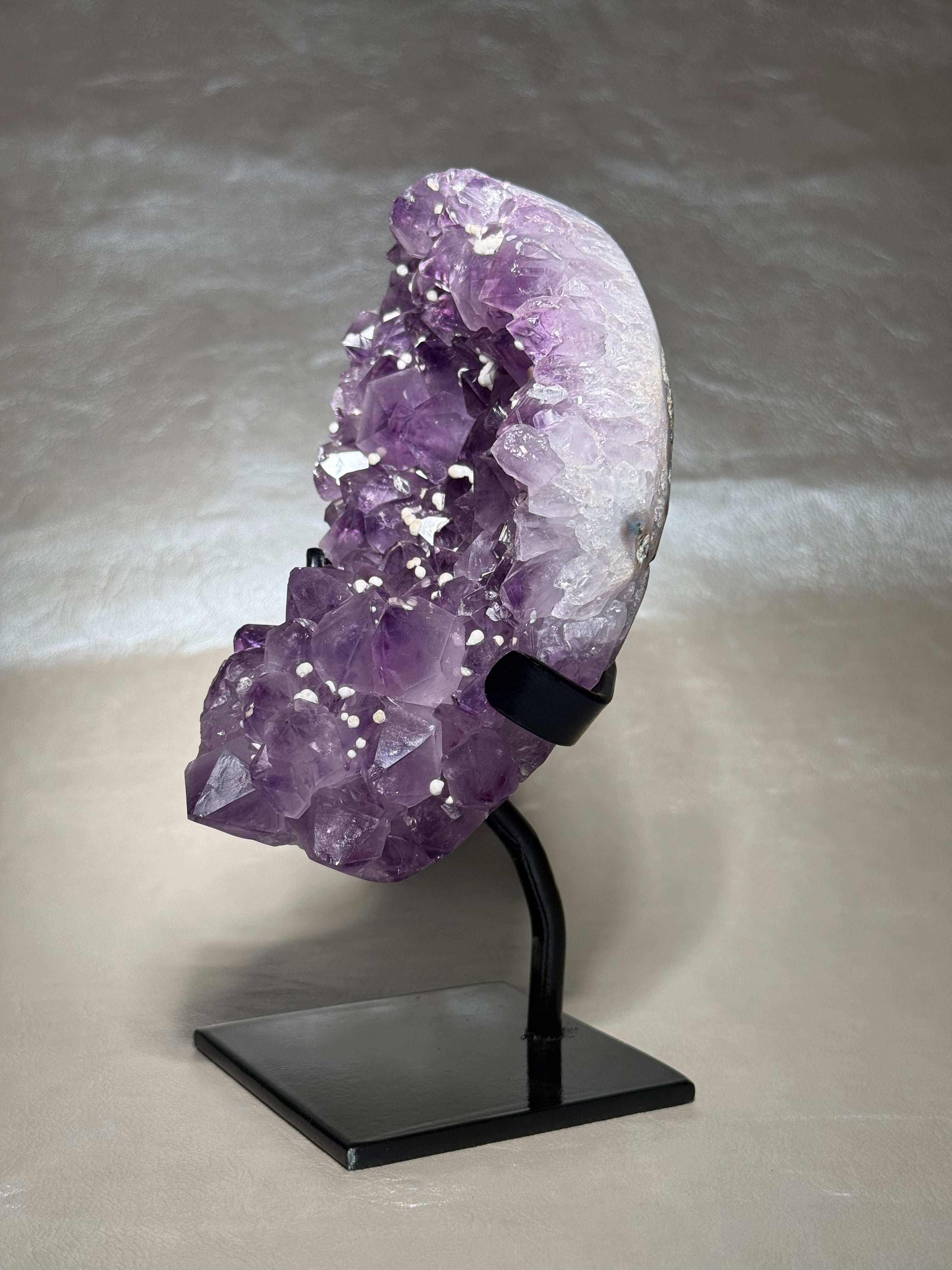Amethyst With White Calcite Snowballs