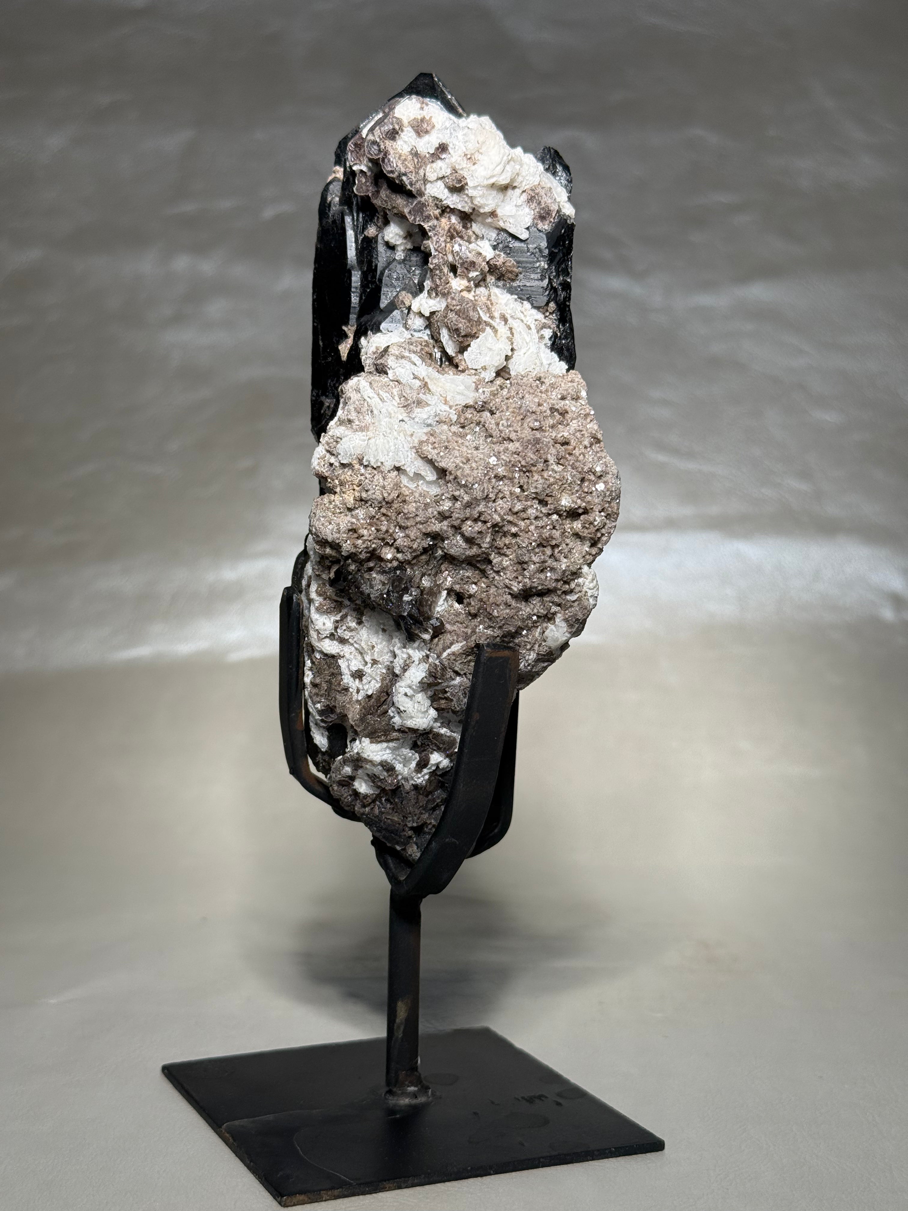 Morion Black Quartz with Mica and Cerussite