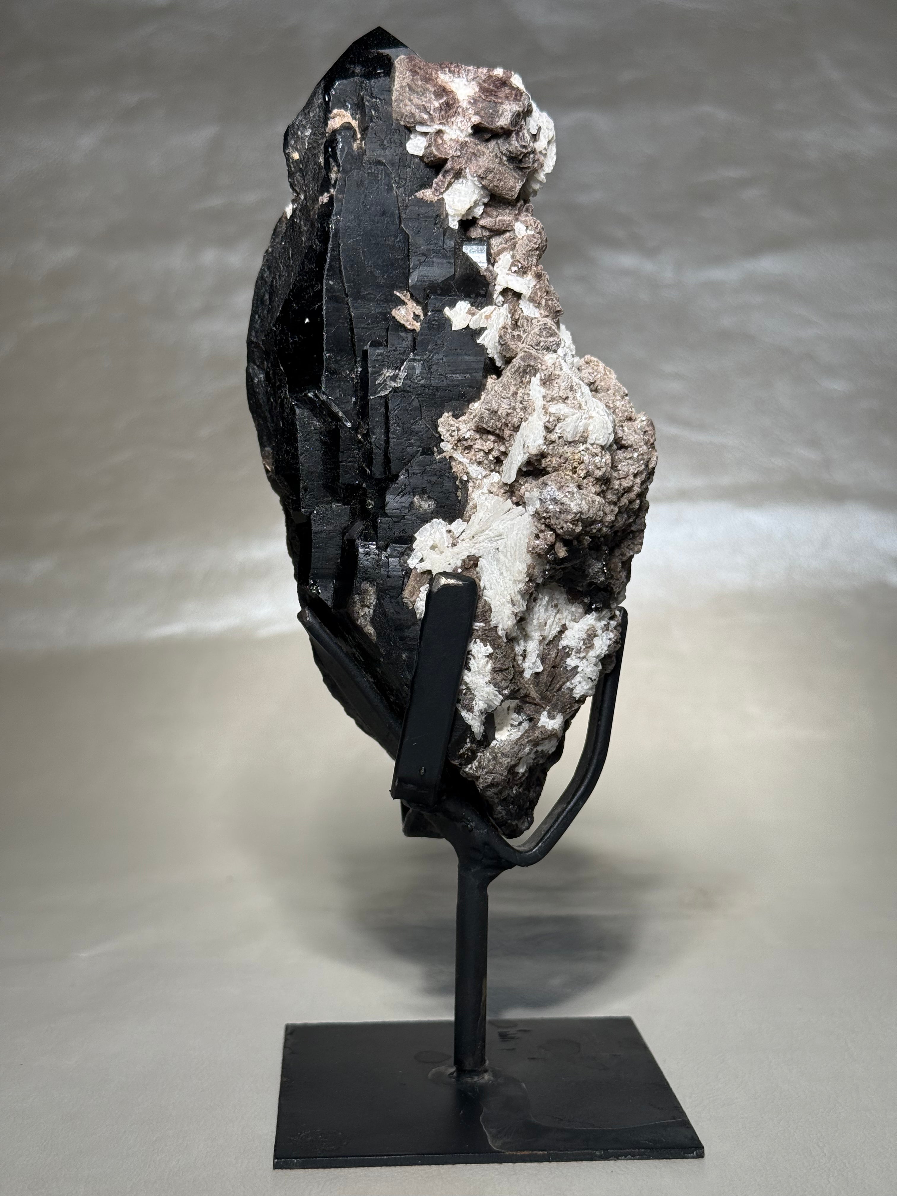 Morion Black Quartz with Mica and Cerussite
