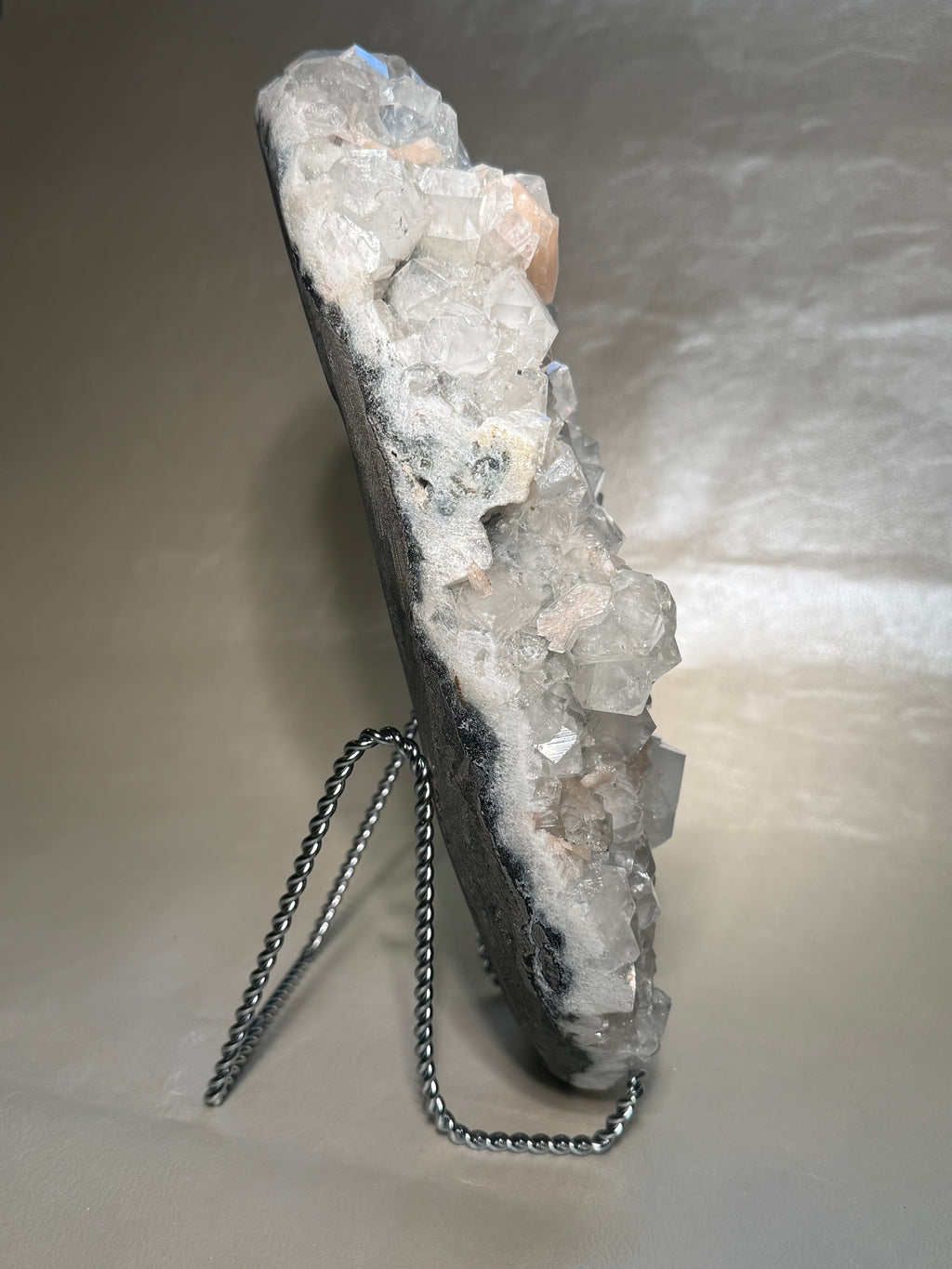 XXL Diamond Apophylite with Peach Stilbite