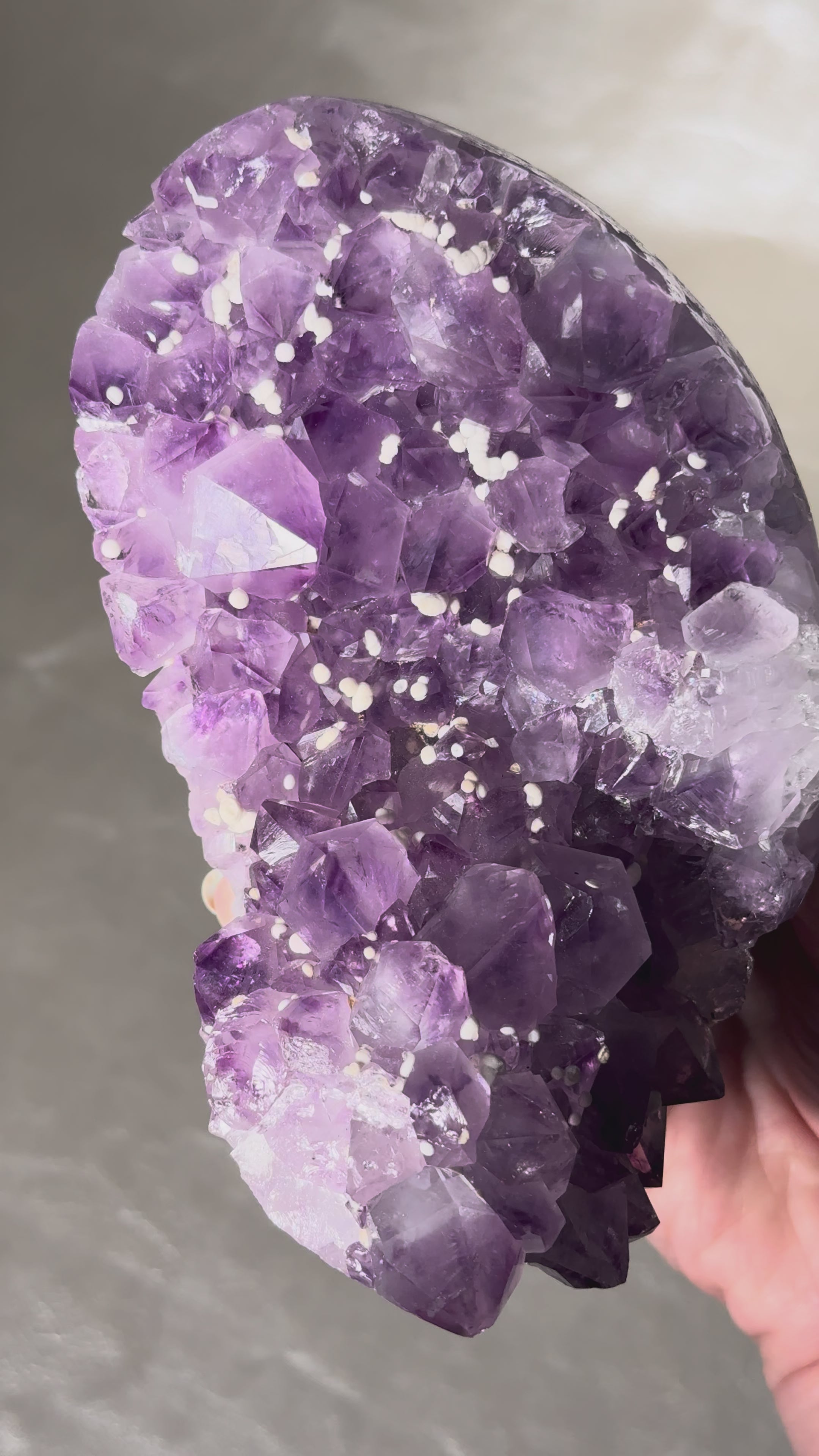 Amethyst With White Calcite Snowballs