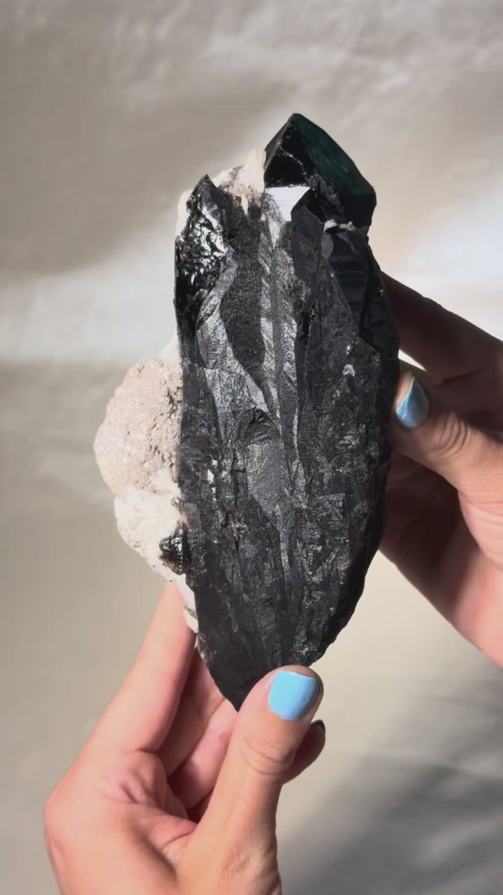 Morion Black Quartz with Mica and Cerussite