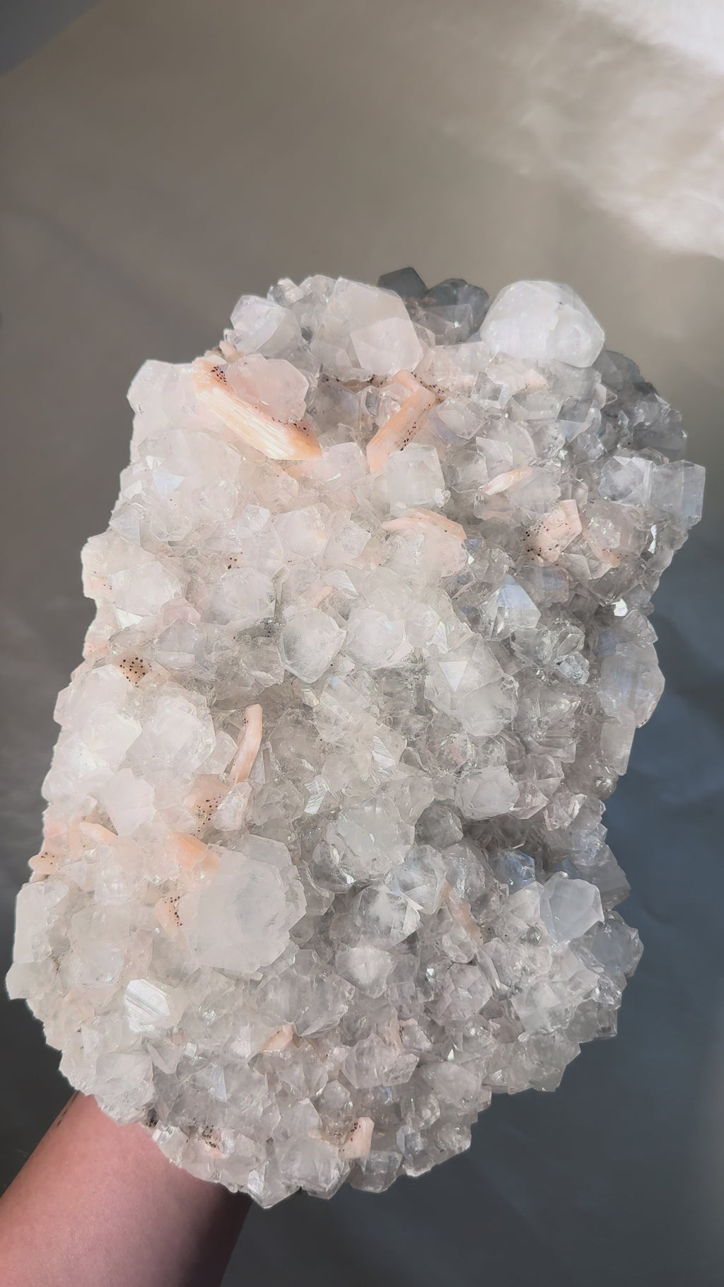 XXL Diamond Apophylite with Peach Stilbite
