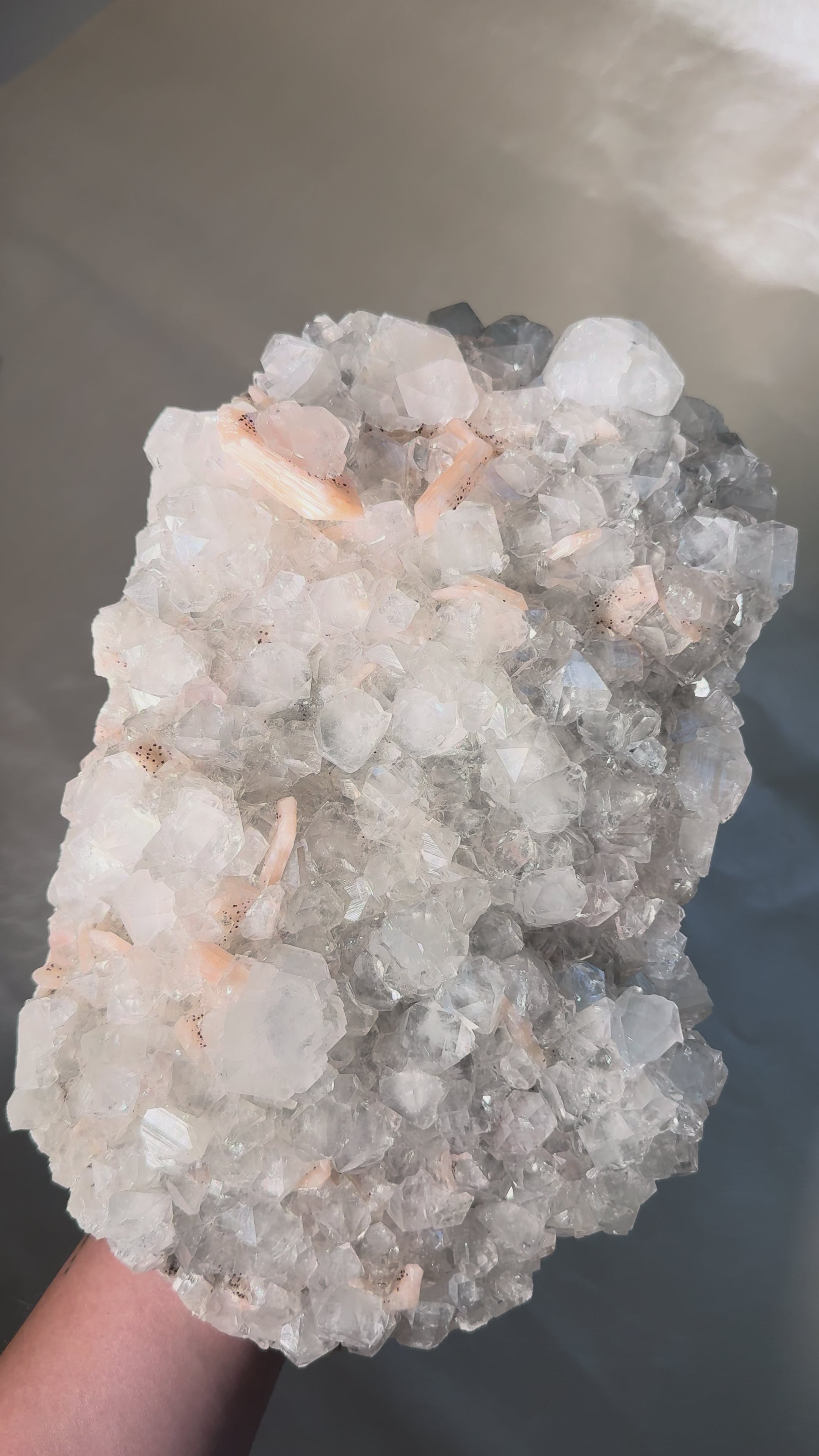 XXL Diamond Apophylite with Peach Stilbite